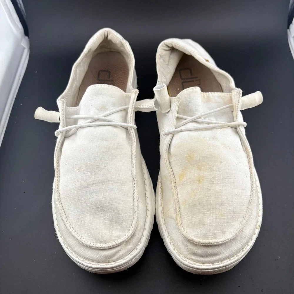 Hey Dude Wendy 121410123 Womens US 8 Comfort Shoes Chambray White Slip On